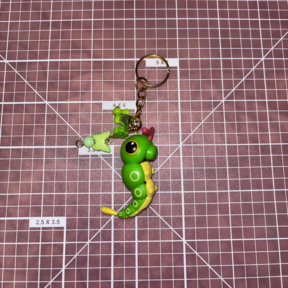 Handmade Caterpie Keychain